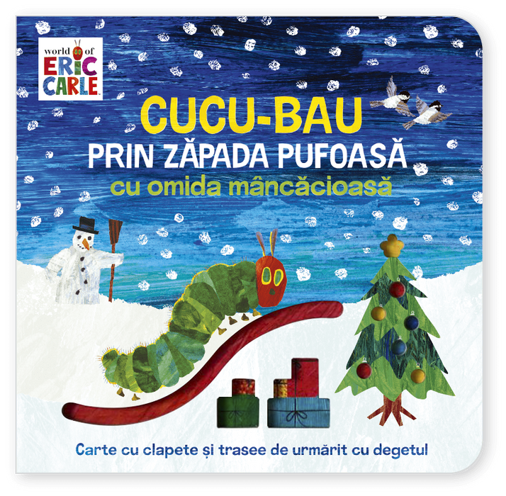 Cucu-bau prin zăpada pufoasă cu omida mâncăcioasă