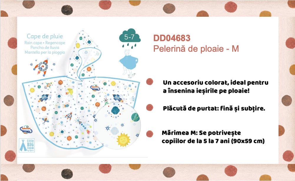 Pelerina de ploaie Rachete, Djeco (copii) 5 - 7 ani