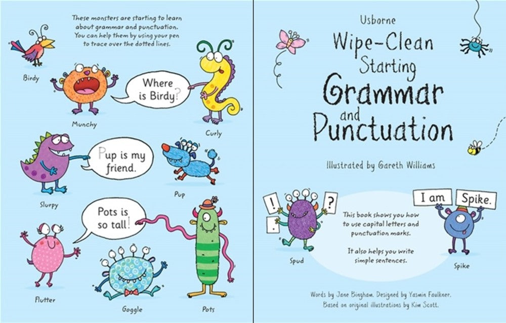 Wipe-clean starting grammar and punctuation